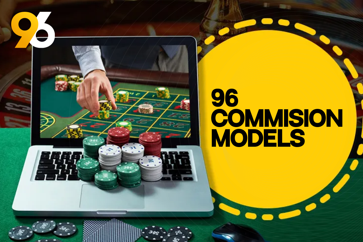 What types of commission models are offered by 96 (CPA, RevShare, Hybrid)?
