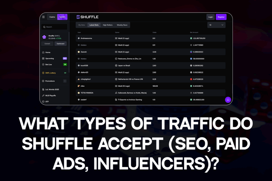 What types of traffic do Shuffle accept (SEO, paid ads, influencers)?
