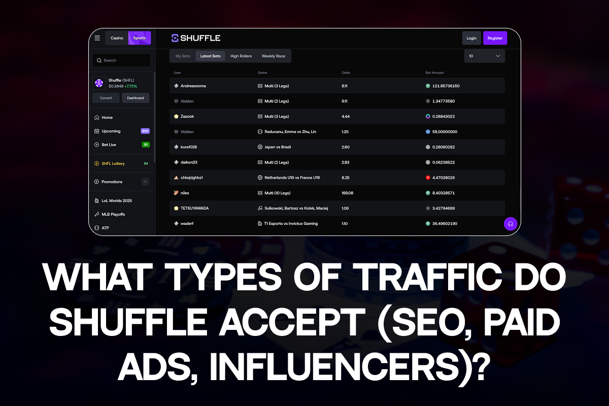 What types of traffic do Shuffle accept (SEO, paid ads, influencers)?