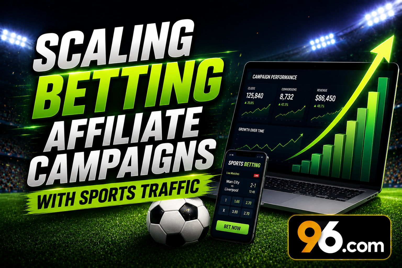 Dimensionando campanhas de afiliados de apostas com tráfego esportivo e plataformas como 96partners